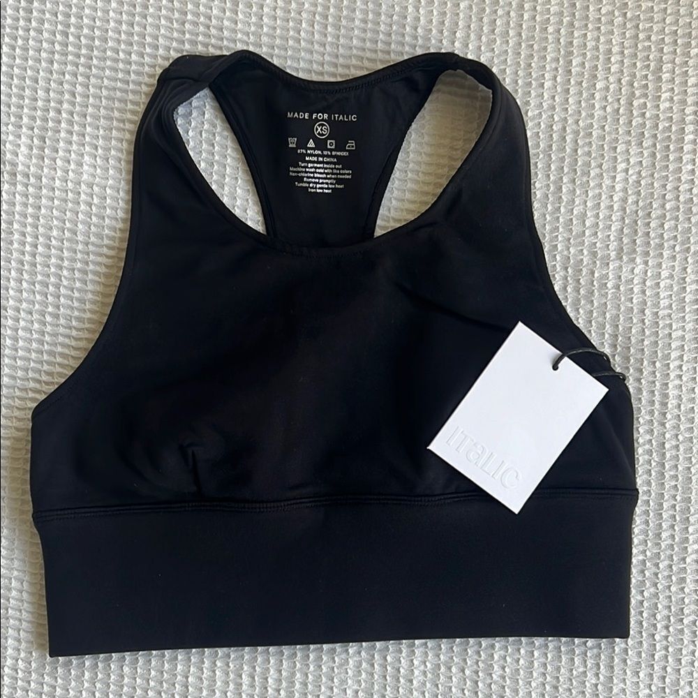 NWT Italic Aura Racerback Women's Black Sports Bra sz XS